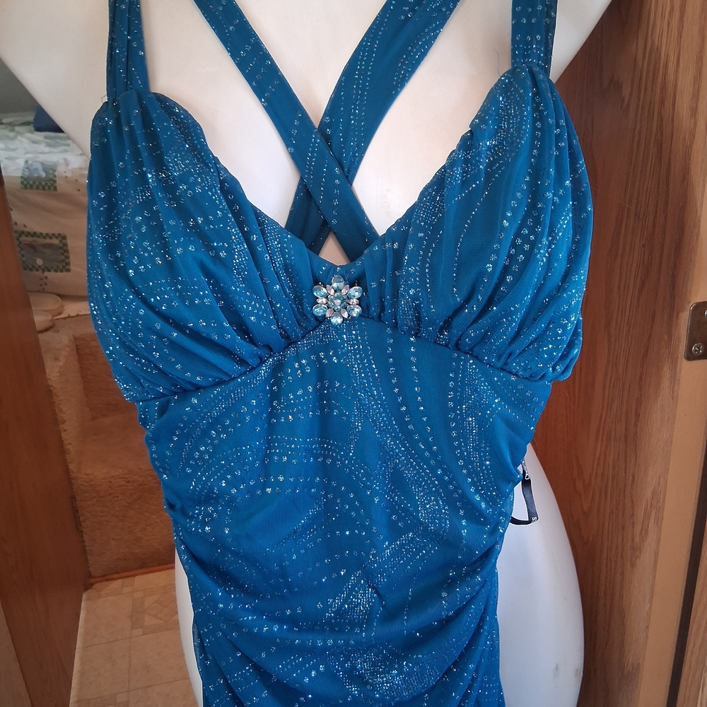 City Triangles Glittering Blue Maxi Dress - Picture 5 of 12